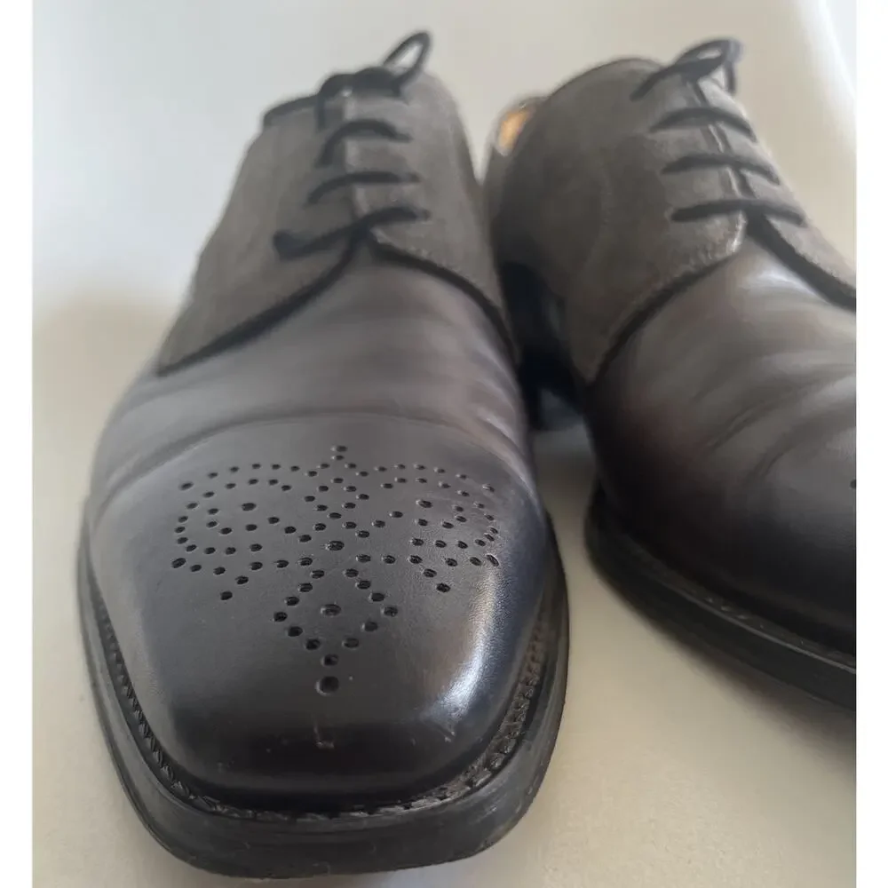 Magnanni 25142 Men's 11 EU 44 Gunmetal Leather Suede Brogue Derby Dress Shoes